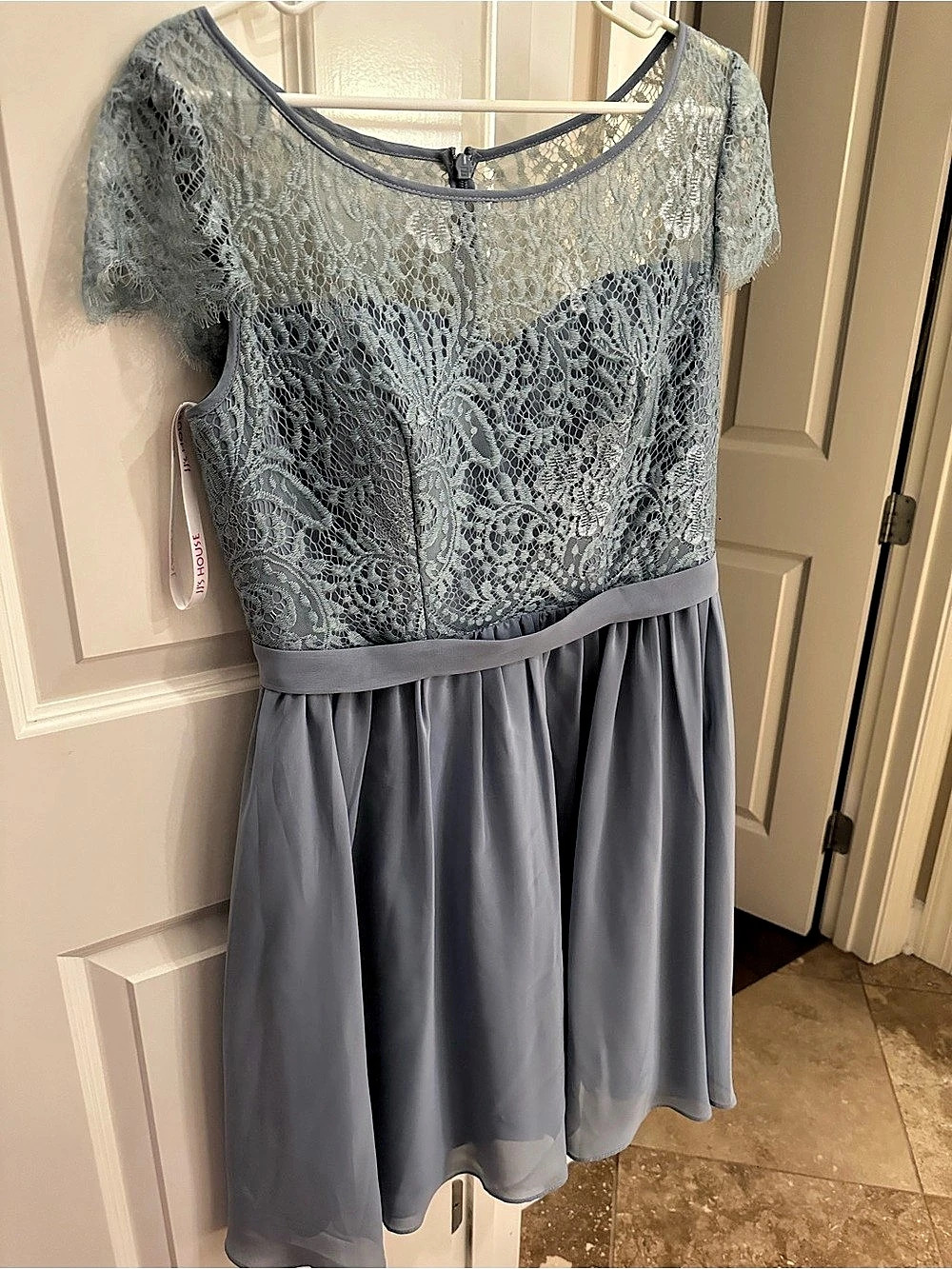 JJs HouseLace Mini Dress in Gray NWT